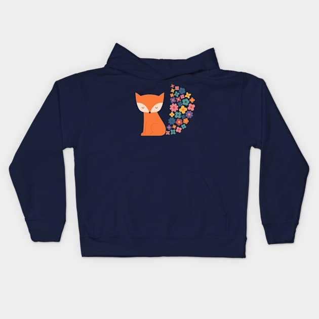 Floral Fox Kids Hoodie by AndyWestface